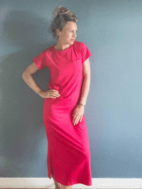 Robe tee-shirt longue fuchsia