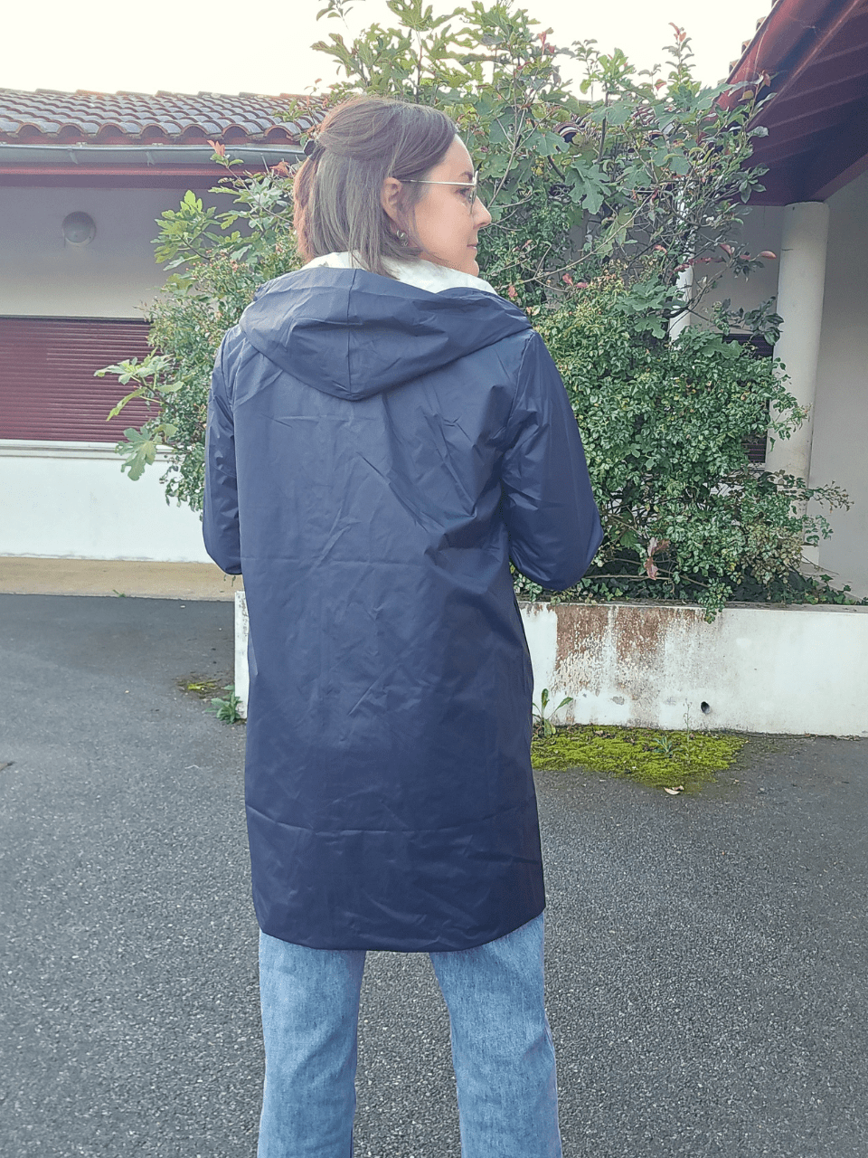 Imperméable réversible femme marine & or