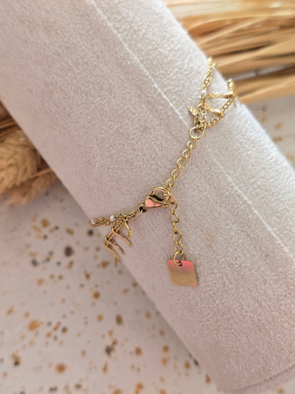 Bracelet 3 rangs doré acier inoxydable