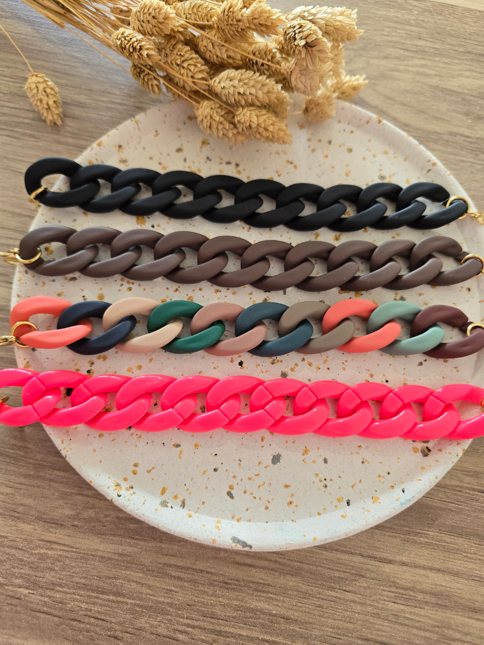 Bracelet chaîne en résine – plusieurs coloris