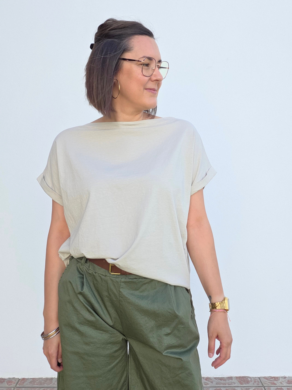 Tee-shirt col bateau en coton – Différents coloris