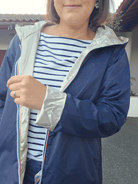 Imperméable réversible femme marine & or