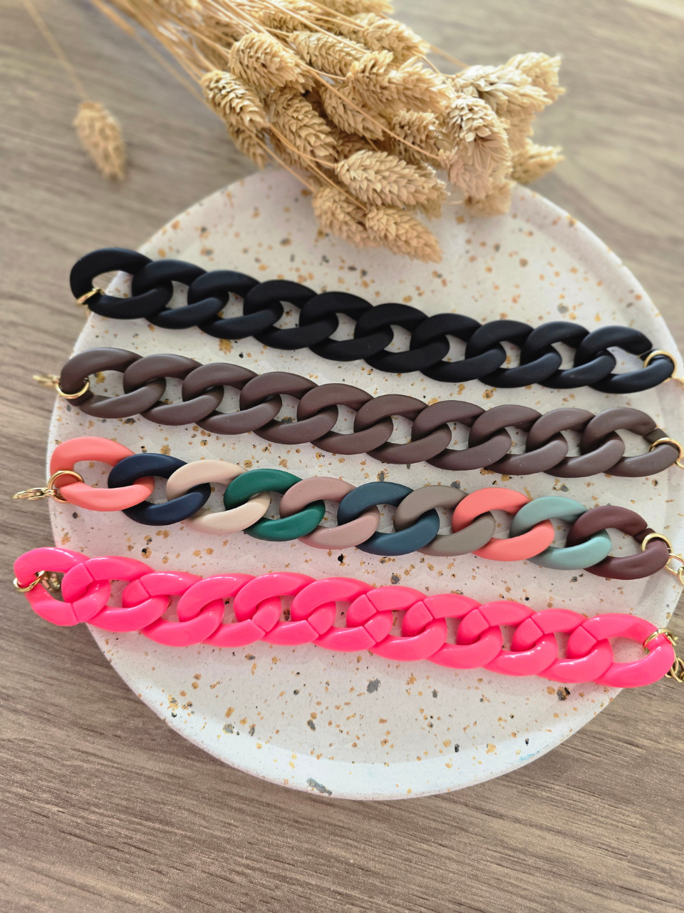 Bracelet chaîne en résine – plusieurs coloris