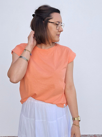 T-shirt coton manches fluides – Jaune & Orange