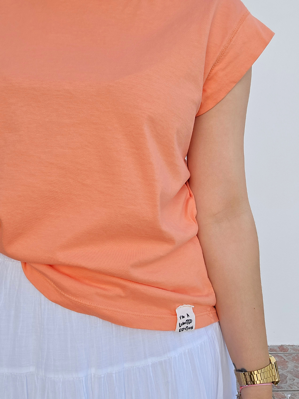 T-shirt coton manches fluides – Jaune & Orange