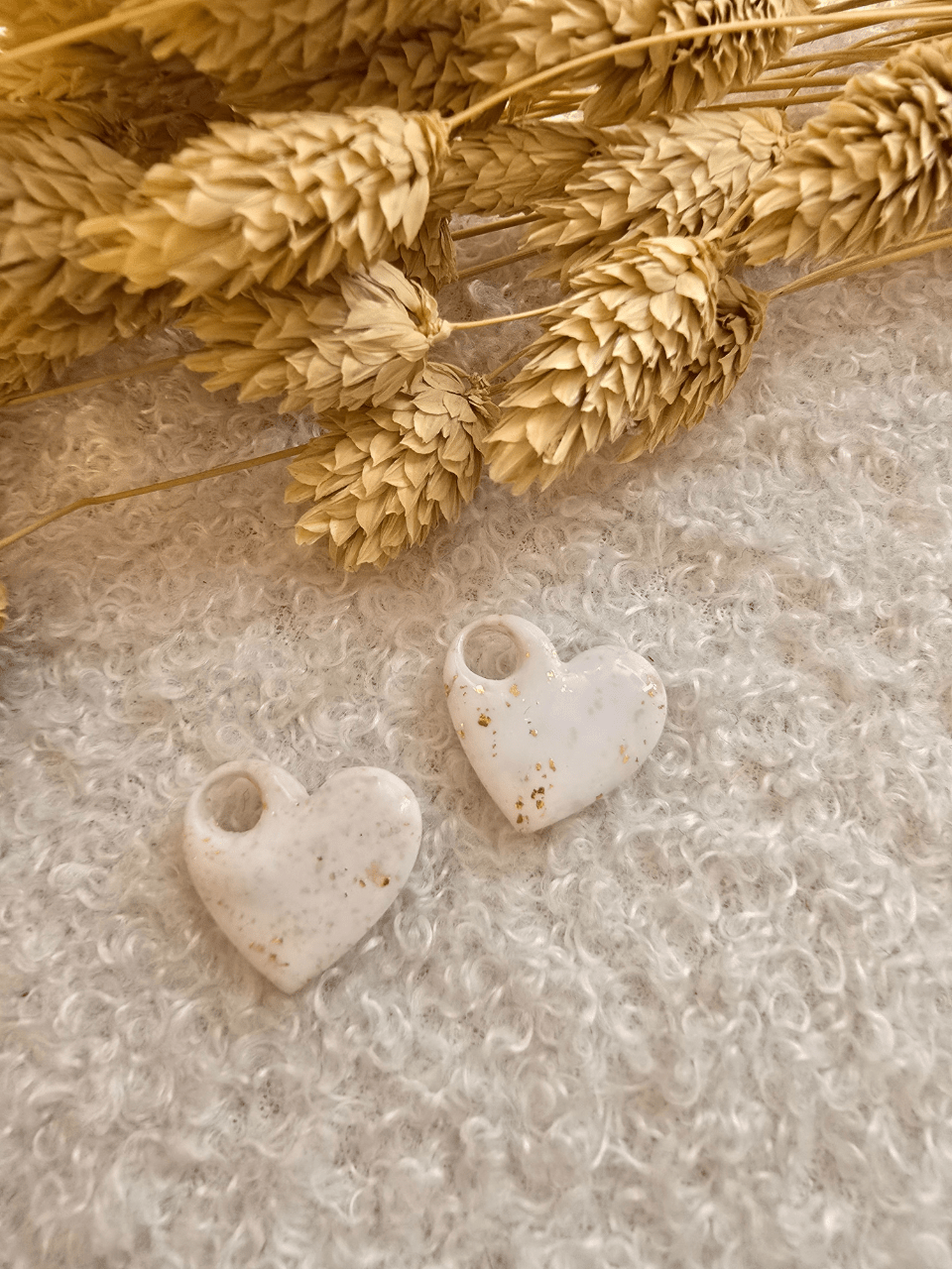 Pampilles cœur artisanales en argile polymère – différents modèles