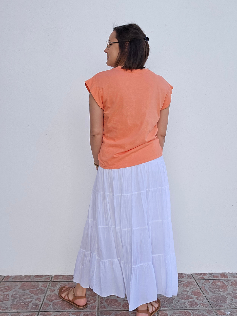 T-shirt coton manches fluides – Jaune & Orange