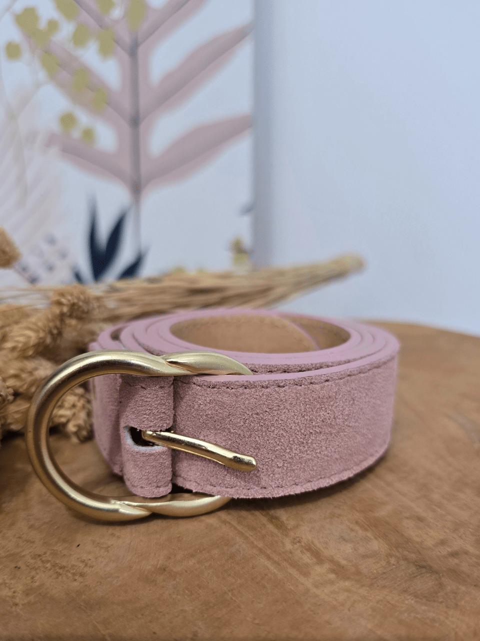 Ceinture en daim boucle dorée