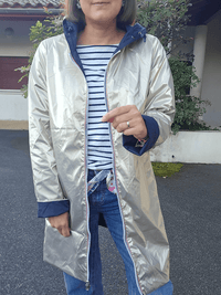 Imperméable réversible femme marine & or