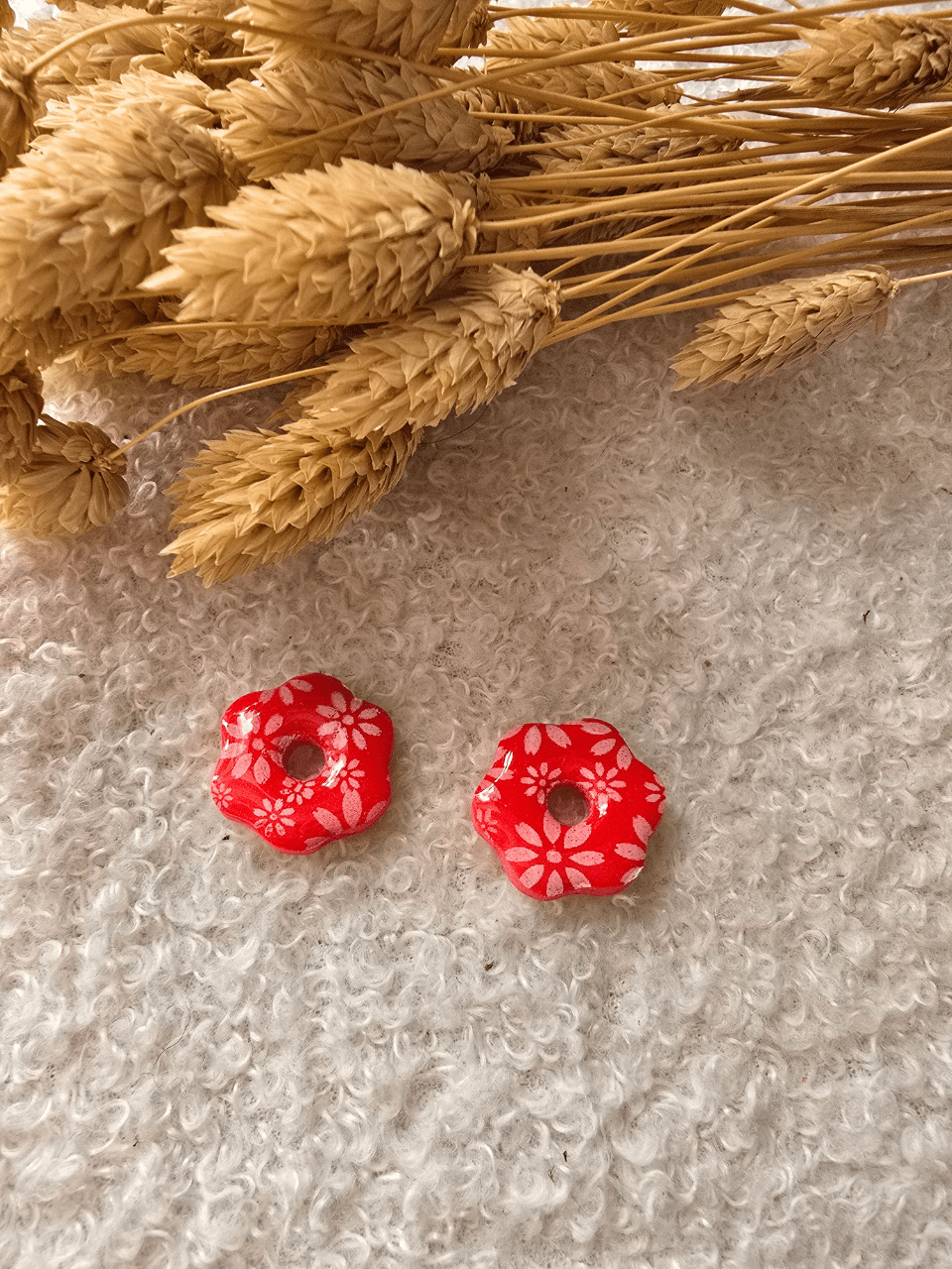 Pampilles fleurs artisanales en argile polymère – différents modèles