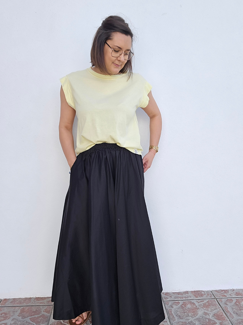 T-shirt coton manches fluides – Jaune & Orange