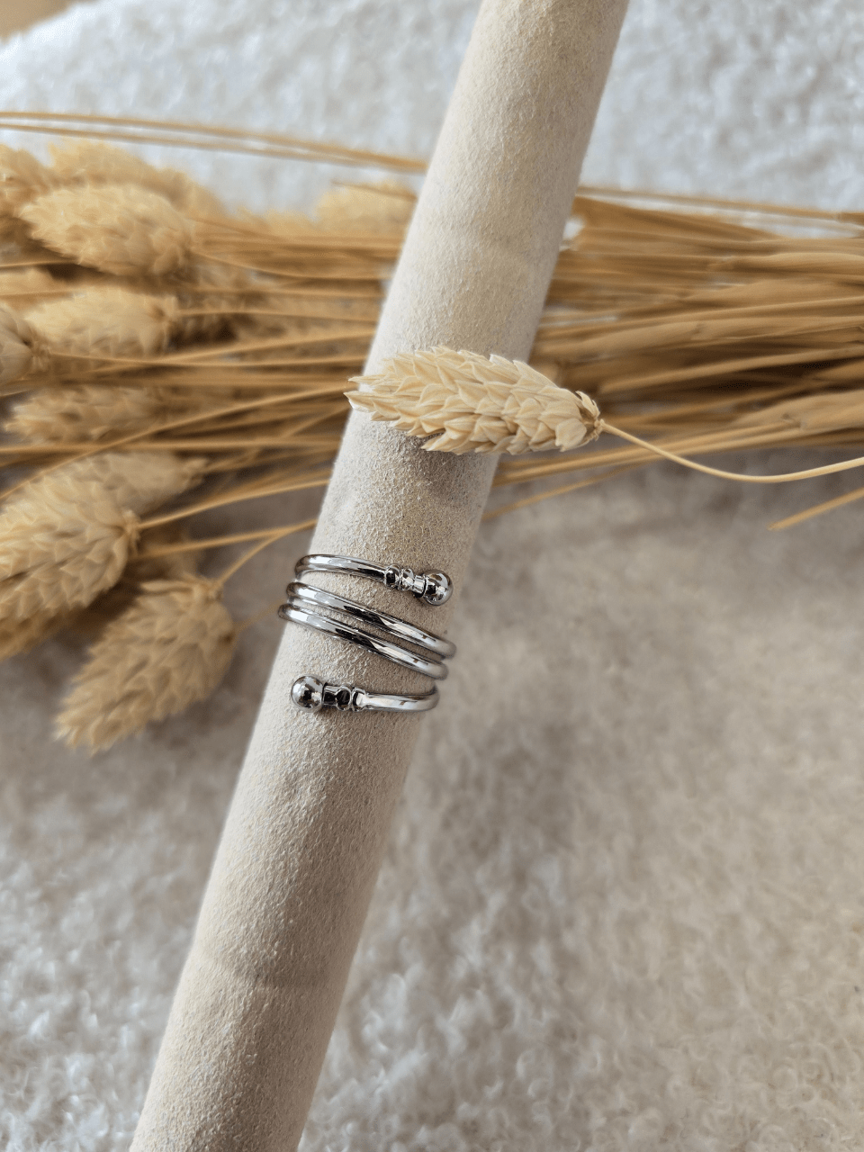 Bague 4 rangs à boules