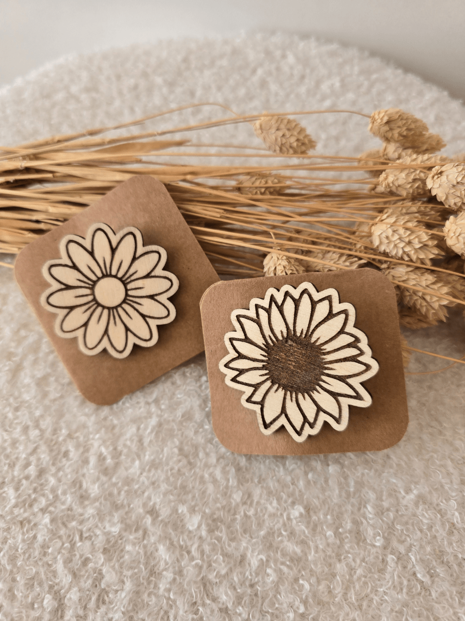 Barrettes fleurs en bois
