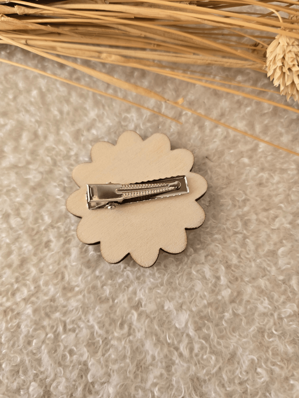 Barrettes fleurs en bois
