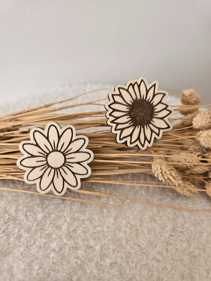 Barrettes fleurs en bois