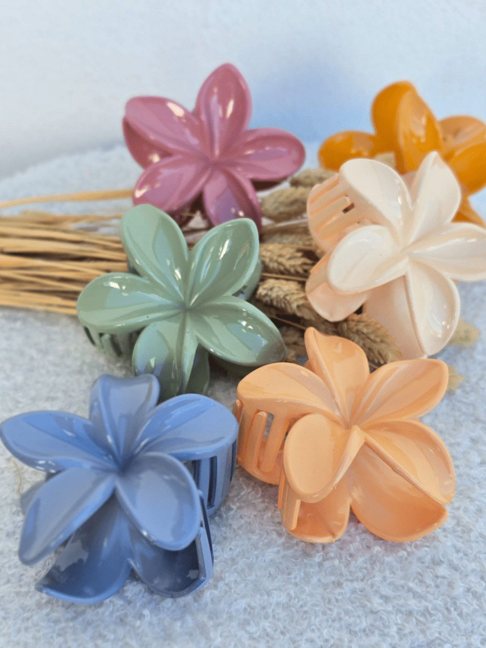 Barrette fleur cheveux – Finition brillante