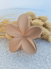 Barrette Fleur Cheveux Finition Mate – 8 cm | Noir, Blanc, Beige, Taupe