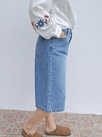 Bermuda jean coupe large denim vintage - Oraije