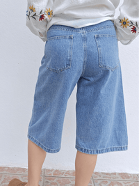 Bermuda jean coupe large denim vintage - Oraije