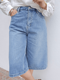 Bermuda jean coupe large denim vintage - Oraije
