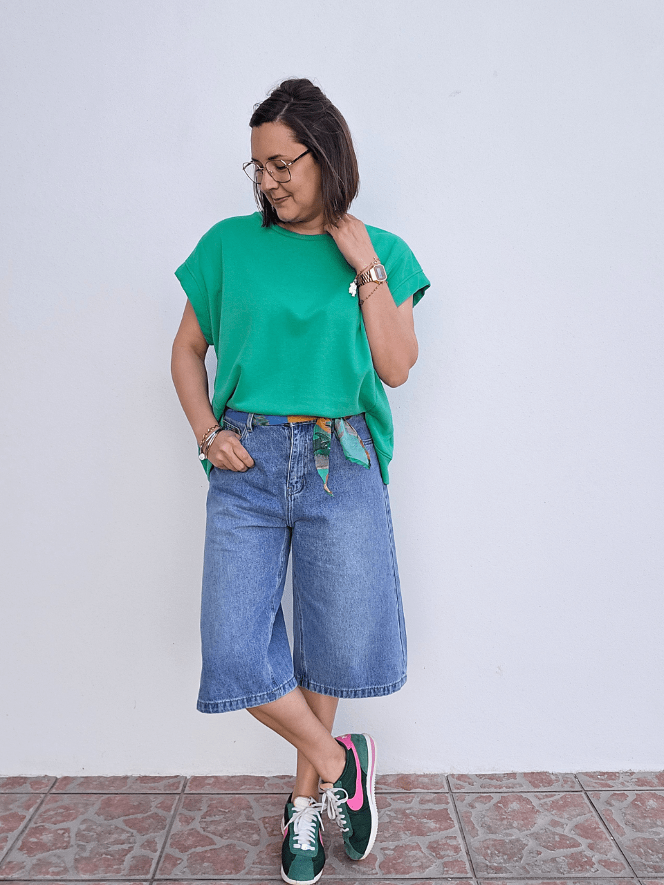 Bermuda jean coupe large denim vintage - Oraije