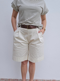 Bermuda en coton avec ceinture – Taille haute