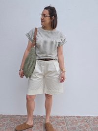 Bermuda en coton avec ceinture – Taille haute