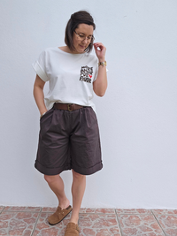 Bermuda en coton avec ceinture – Taille haute