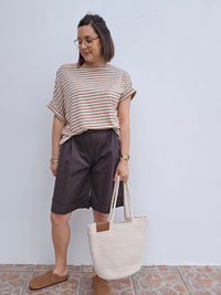 Bermuda en coton avec ceinture – Taille haute