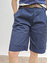 Bermuda en coton avec ceinture – Taille haute