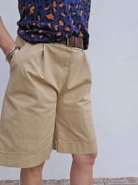Bermuda en coton avec ceinture – Taille haute