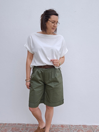 Bermuda en coton avec ceinture – Taille haute