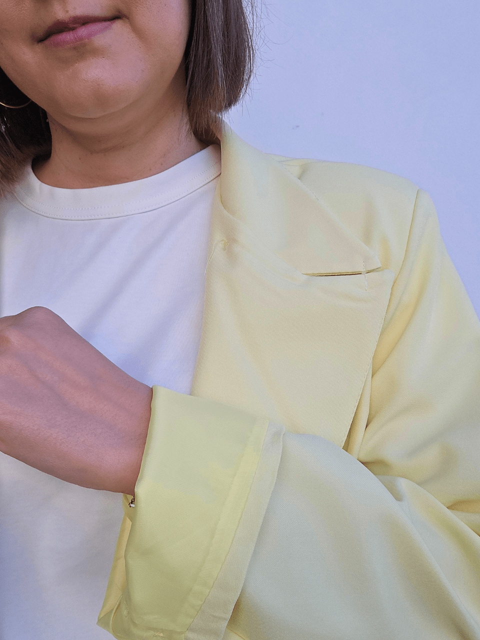 Blazer jaune oversize asymétrique – col officier