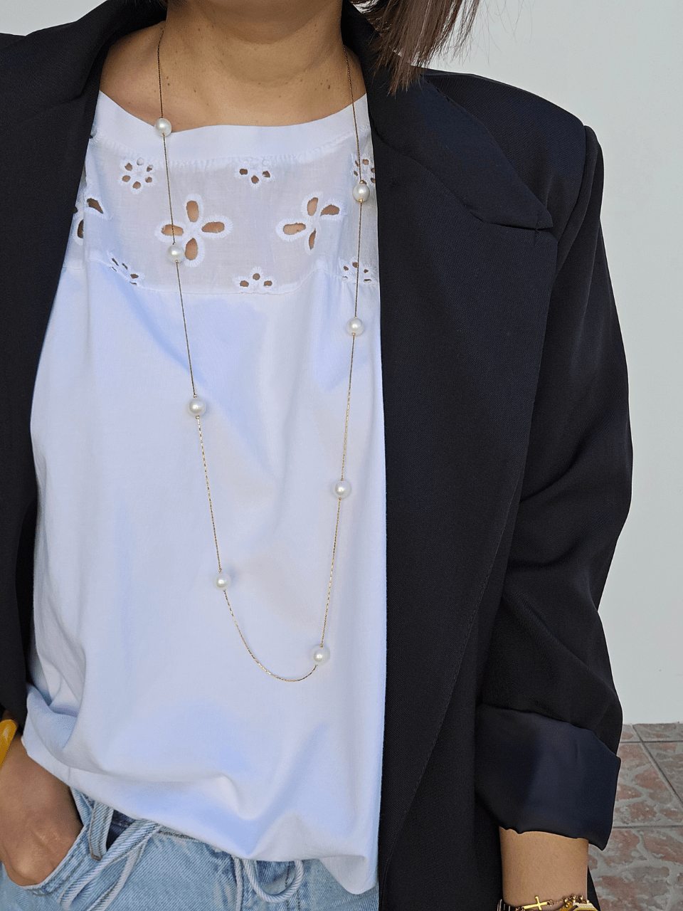 Blazer noir oversize asymétrique – col officier