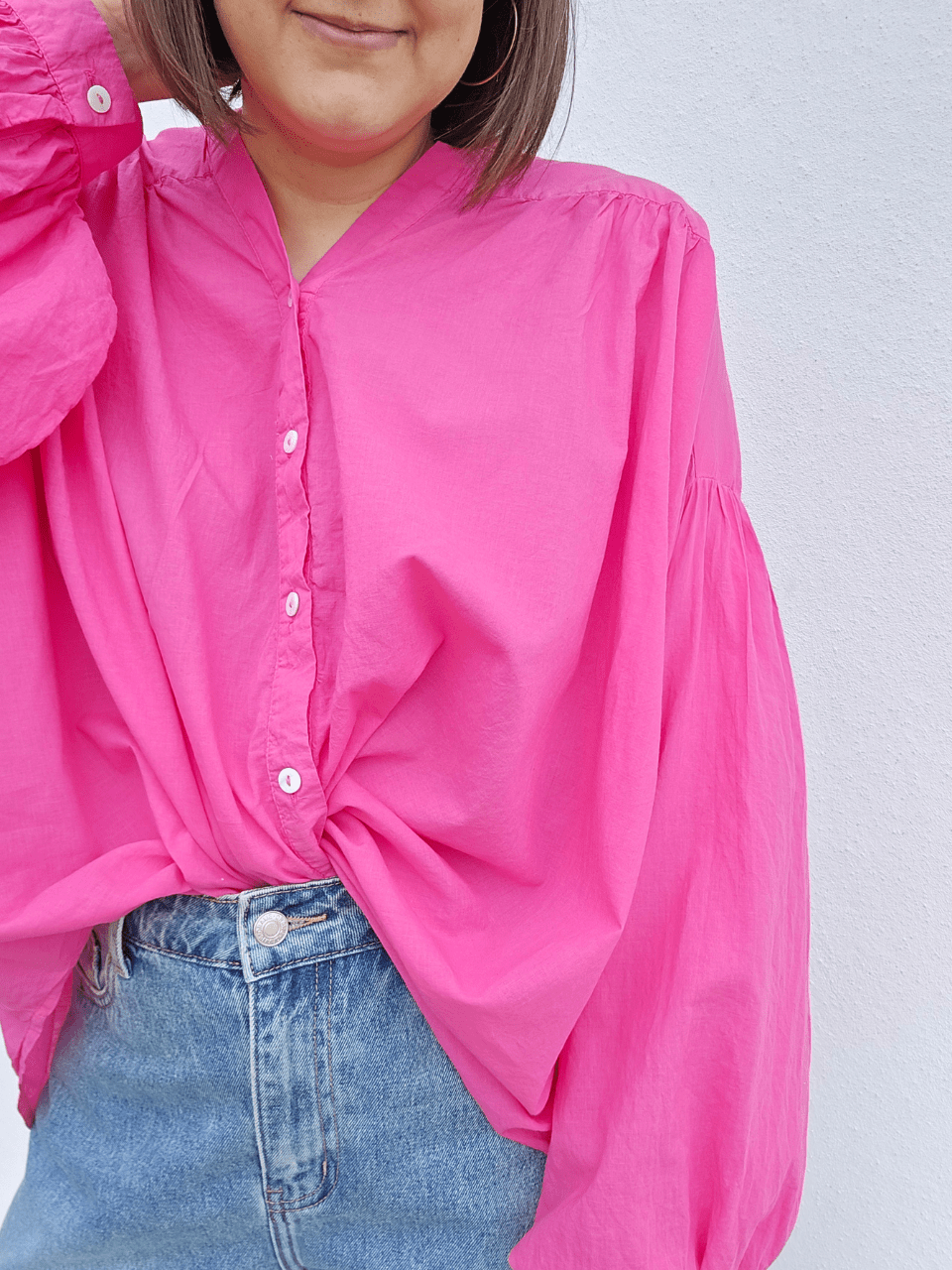 Blouse oversize fuchsia – coton léger