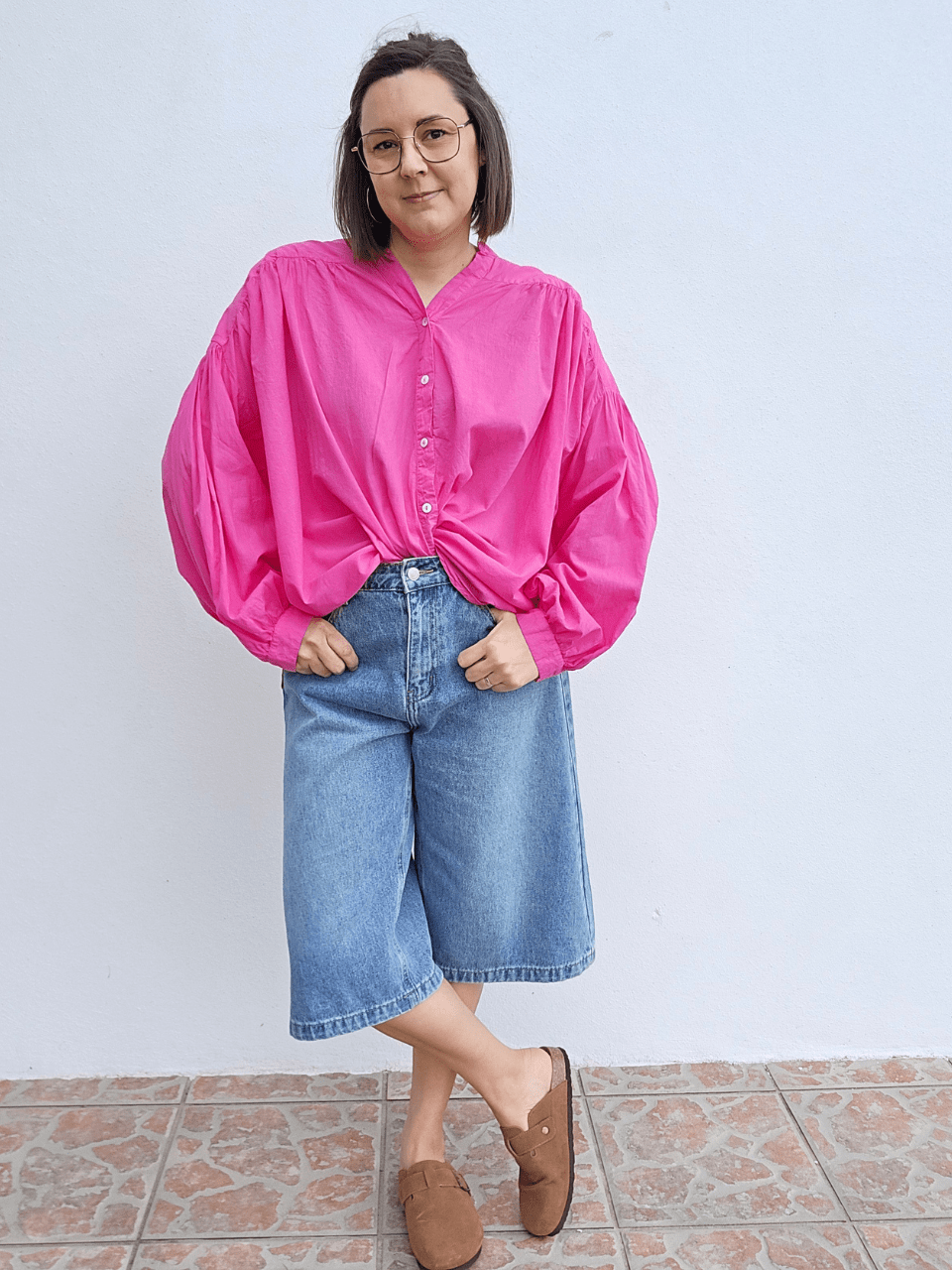 Blouse oversize fuchsia – coton léger
