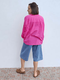 Blouse oversize fuchsia – coton léger