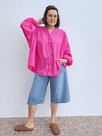 Blouse oversize fuchsia – coton léger