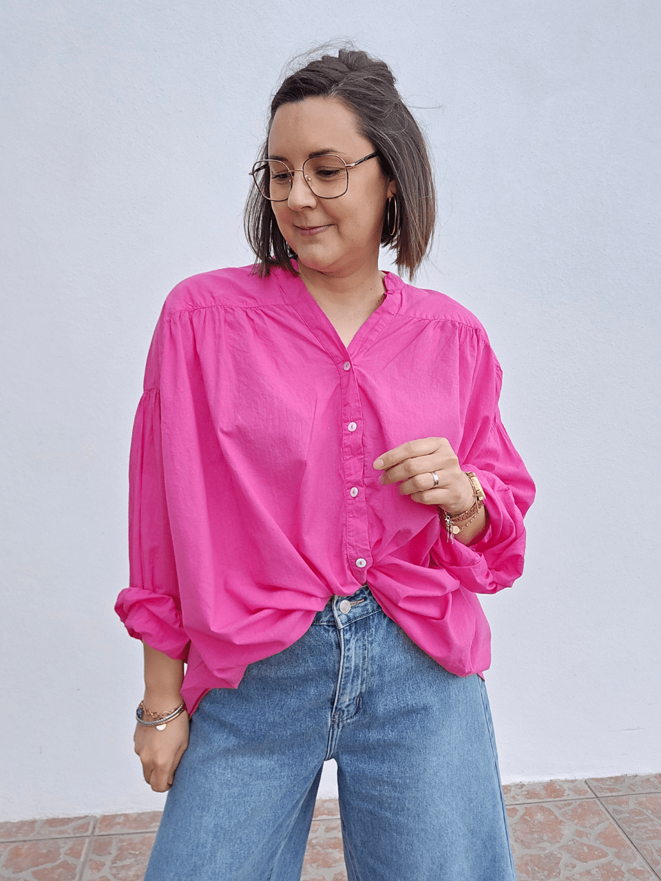 Blouse oversize fuchsia – coton léger