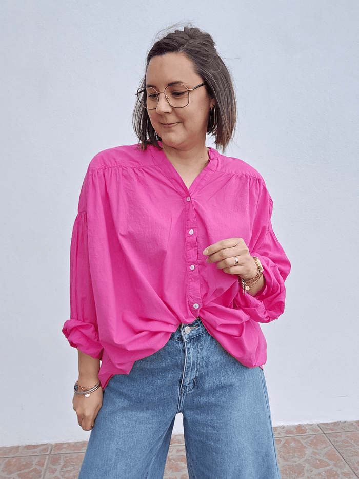 Blouse oversize fuchsia – coton léger