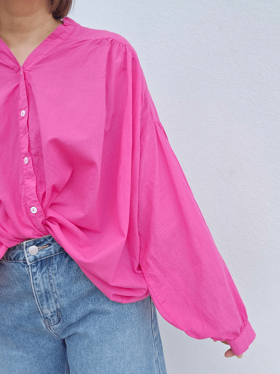 Blouse oversize fuchsia – coton léger
