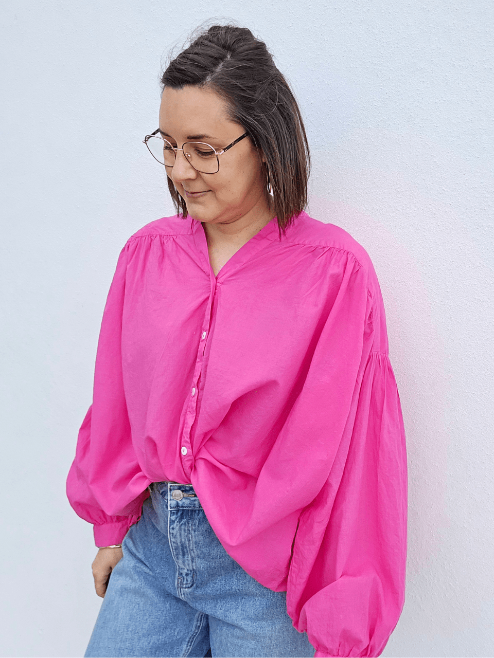 Blouse oversize fuchsia – coton léger