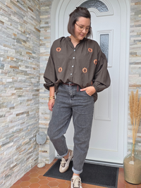 Look femme blouse marron 
