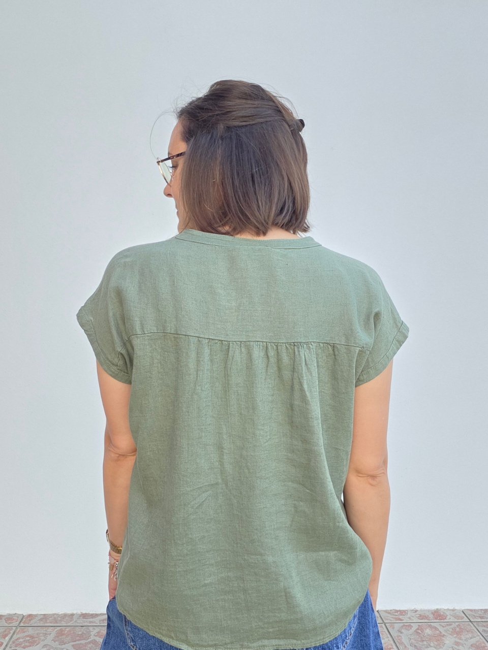 Blouse kaki en lin