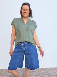 Blouse kaki en lin 