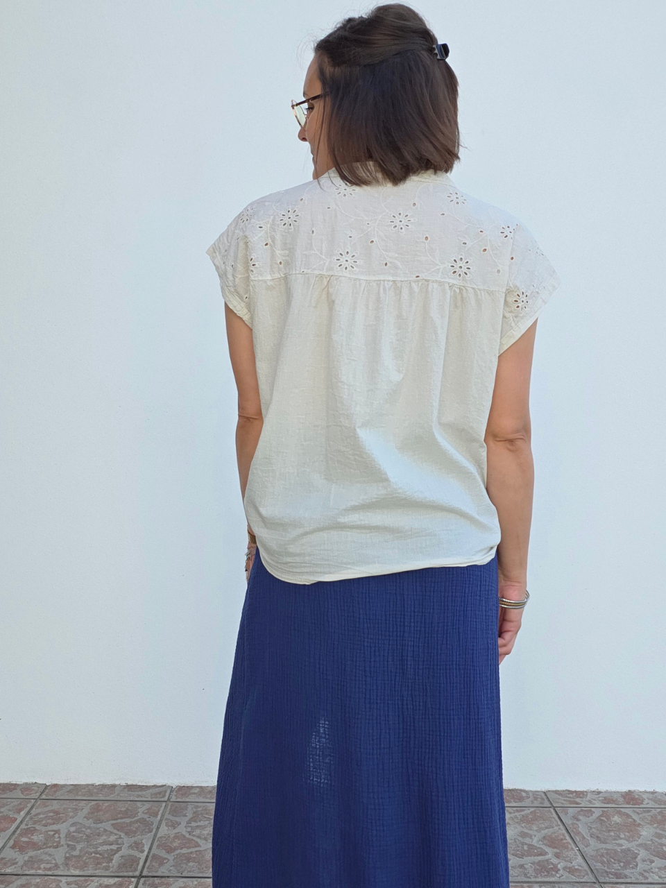Blouse broderie écru