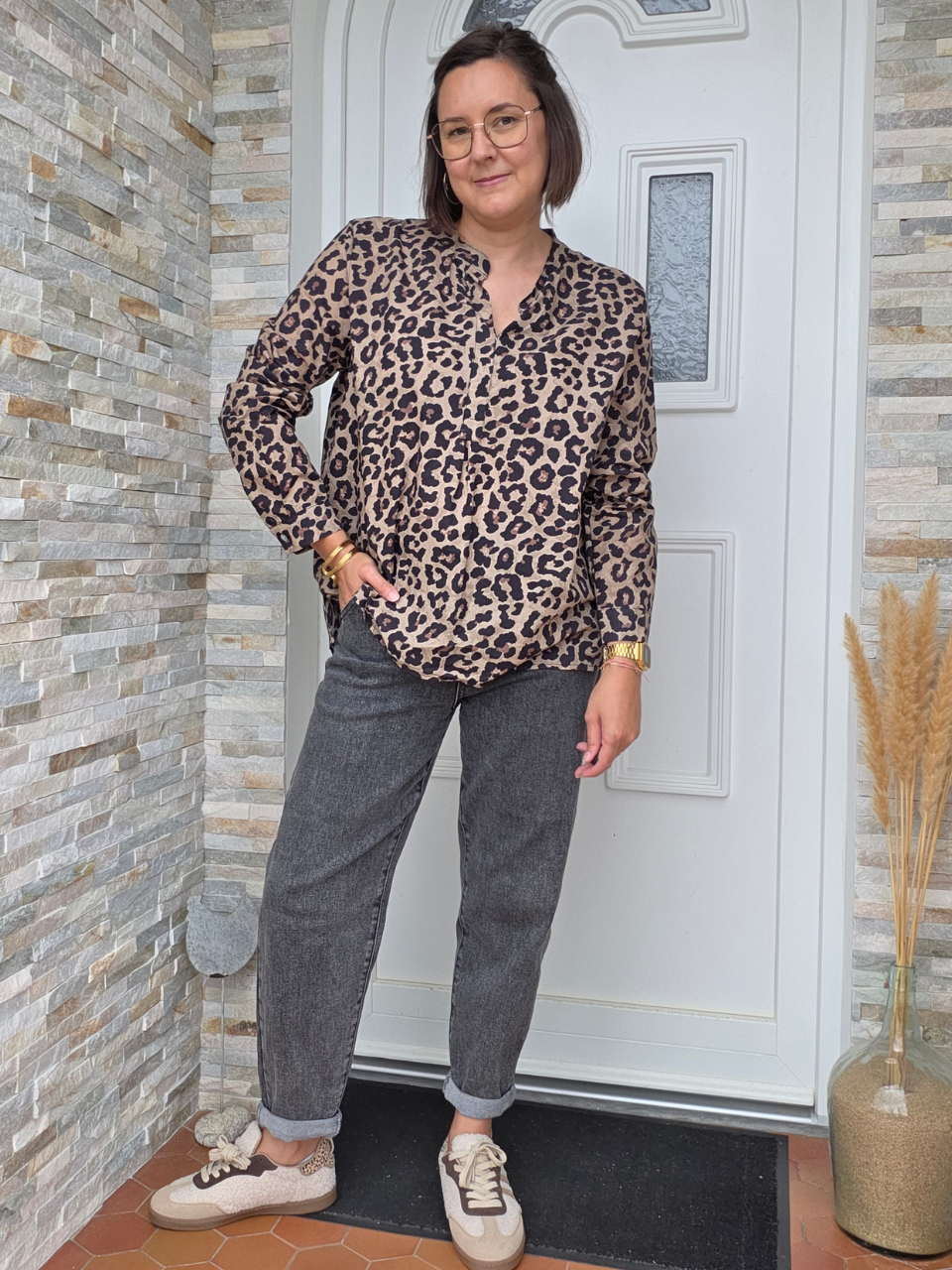Look blouse léopard beige