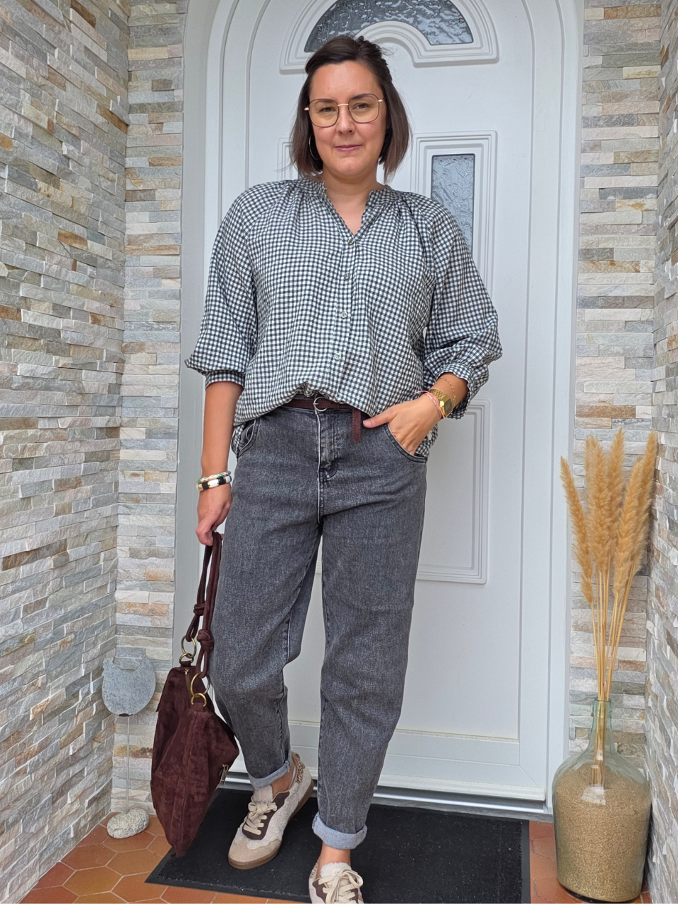 Look blouse vichy kaki