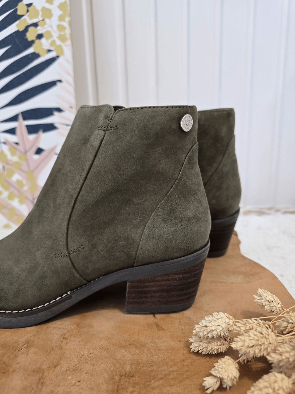 Bottines en Nubuck Kaki Les Pympren'elles