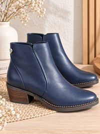 Bottines en cuir femme bleu marine